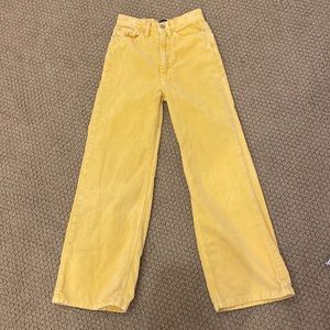 Yellowish orange corduroy flare jeans